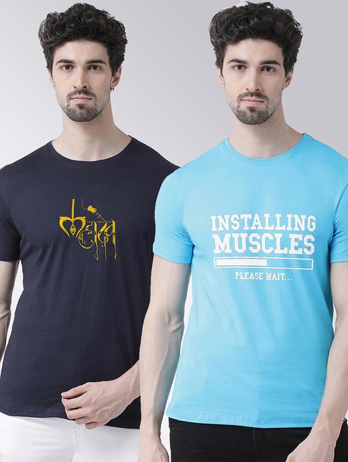 pack of 2 multi coloured printed round neck t-shirt - 20684265 - Standard Image - 0