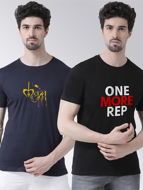 pack of 2 multi coloured printed round neck t-shirt - 20684273 - Standard Image - 0