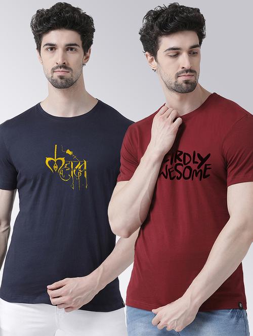 pack of 2 multi coloured printed round neck t-shirt - 20684283 -  Standard Image - 0