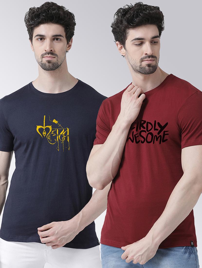 pack of 2 multi coloured printed round neck t-shirt - 20684283 -  Zoom Image - 0