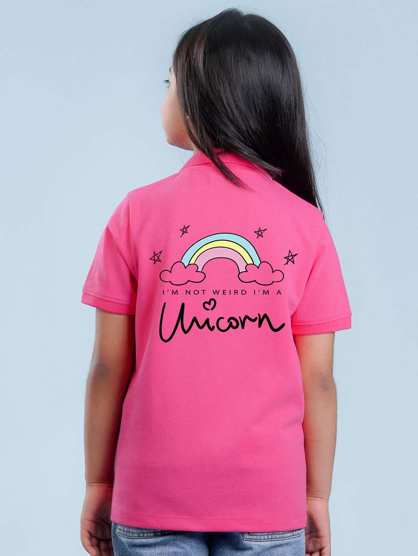 girls back print polo cotton tee - 20684397 - Standard Image - 1