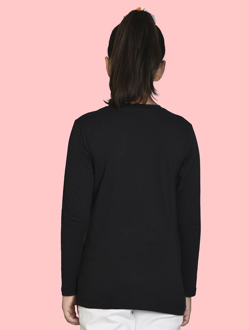 kids black placement print round neck t-shirt - 20684559 - Standard Image - 1