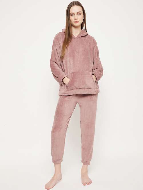 mauve solid pyjama set nightwear - 20685075 -  Standard Image - 0