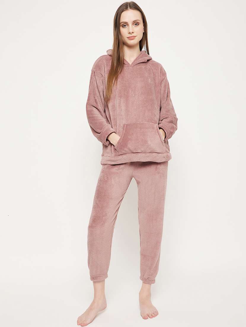 mauve solid pyjama set nightwear