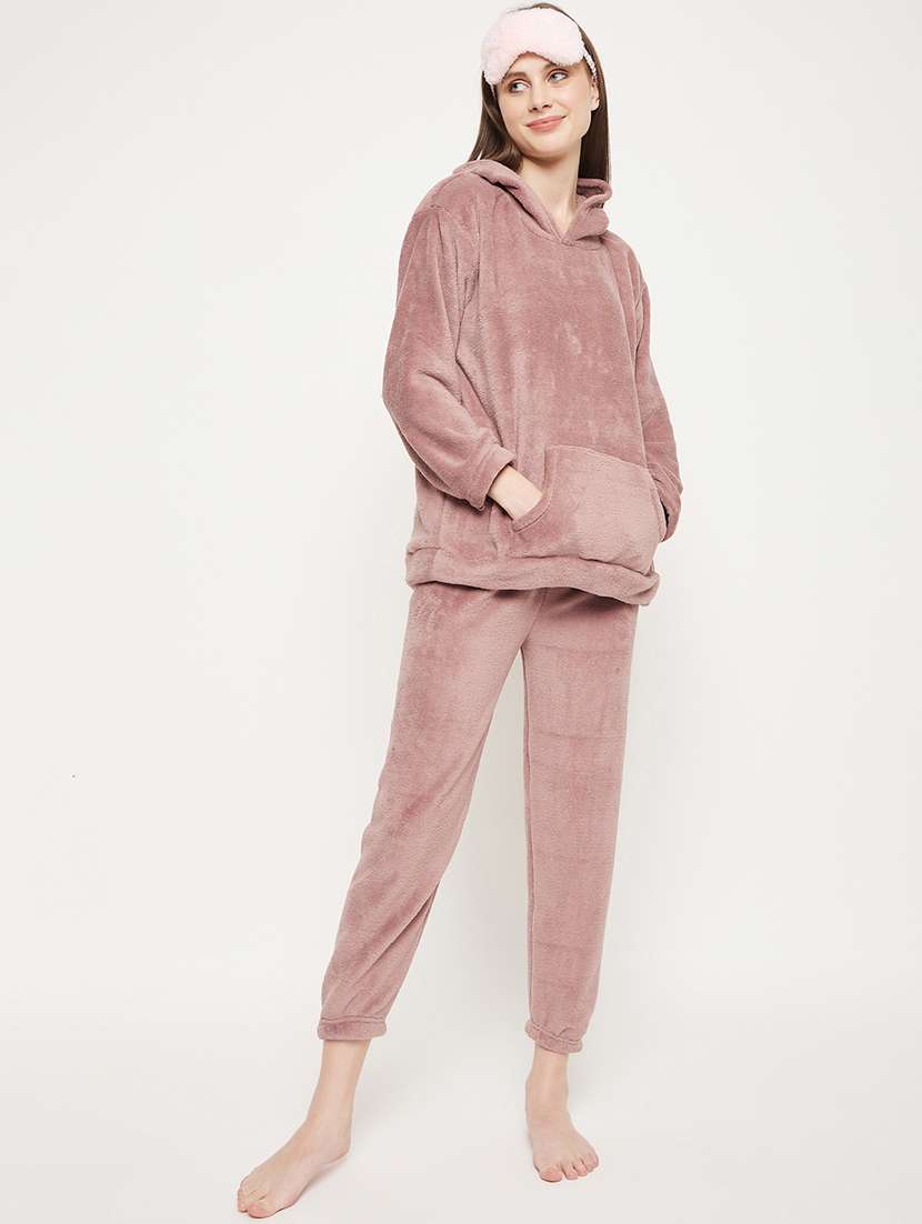 mauve solid pyjama set nightwear - 20685075 -  Standard Image - 4