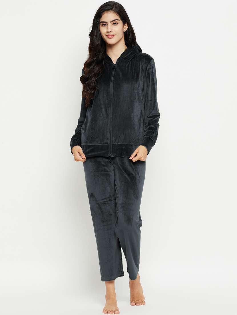 black solid pyjama set nightwear 