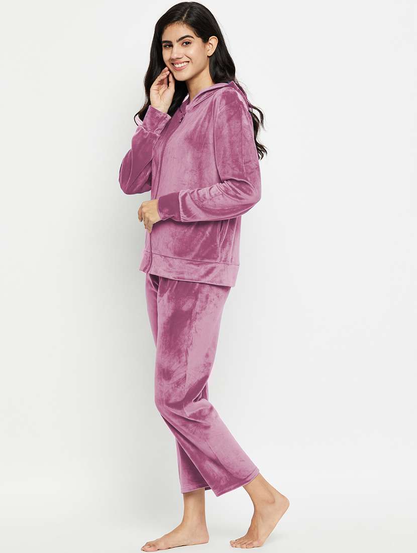 lavender solid pyjama set nightwear  - 20685079 -  Standard Image - 1