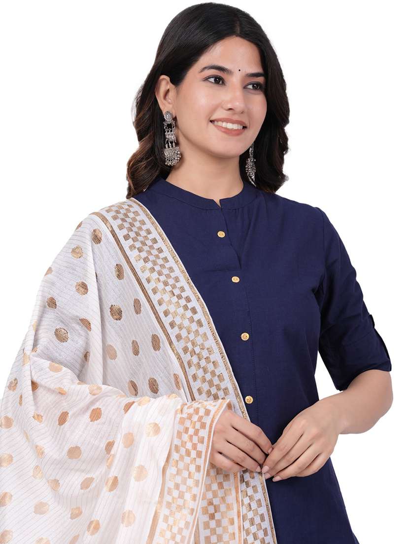 women navy blue mandarin neck suit set - 20685841 - Standard Image - 4