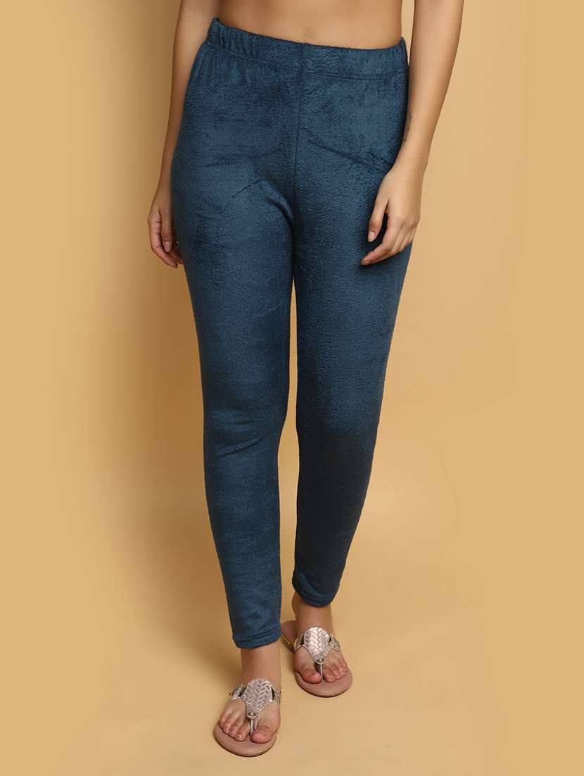 women solid full length woolen legging