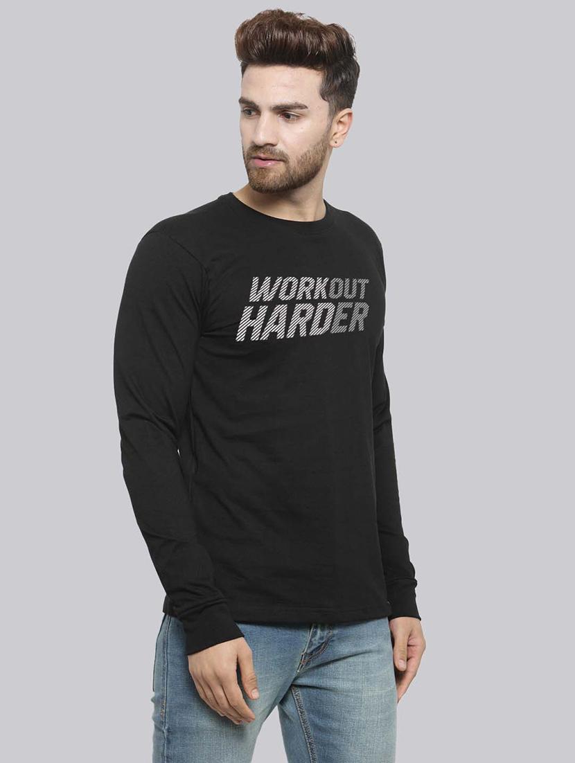 men black typographic full sleeve regular t-shirt - 20685897 - Standard Image - 1