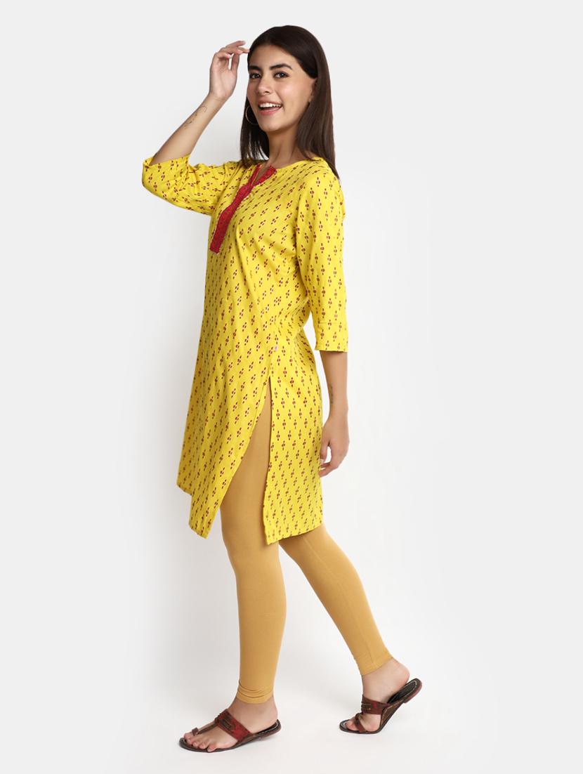 gold rayon straight kurta - 20686032 -  Standard Image - 1