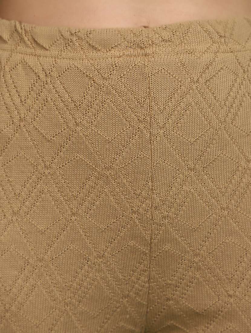 women brown self design detailed trouser - 20686135 -  Standard Image - 4