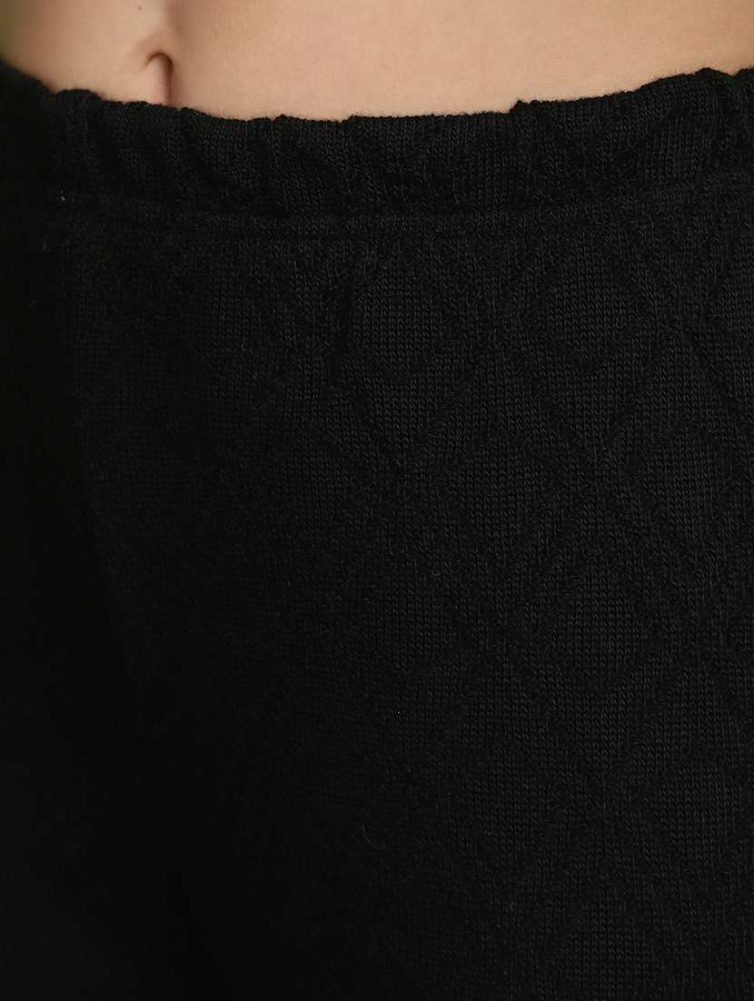 women black self design detailed trouser - 20686136 -  Standard Image - 4