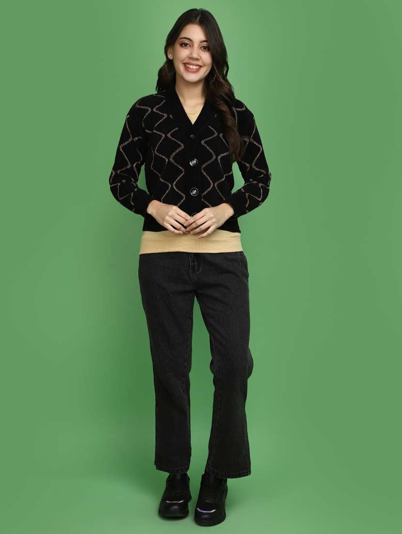 women self designed long sleeves cardigan - 20686155 - Standard Image - 4