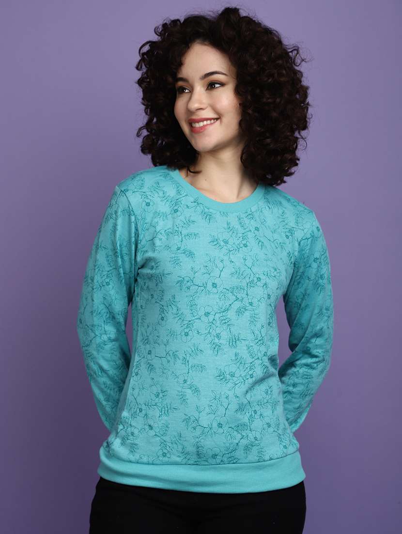 women floral print long sleeves pullover - 20686165 - Zoom Image - 0
