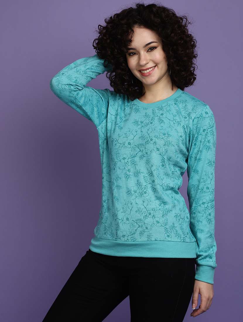 women floral print long sleeves pullover - 20686165 - Standard Image - 1