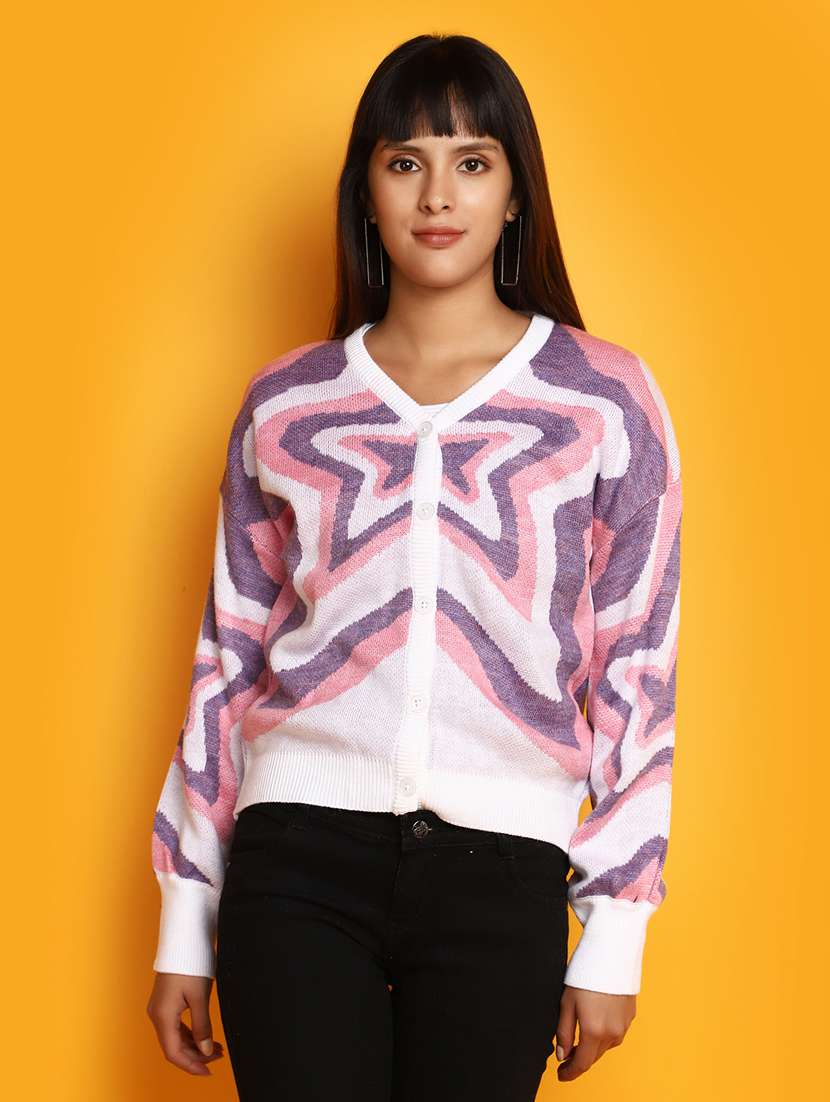 women self designed long sleeves cardigan