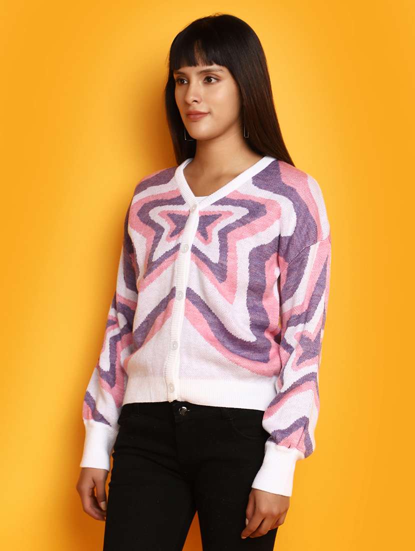 women self designed long sleeves cardigan - 20686168 -  Standard Image - 1