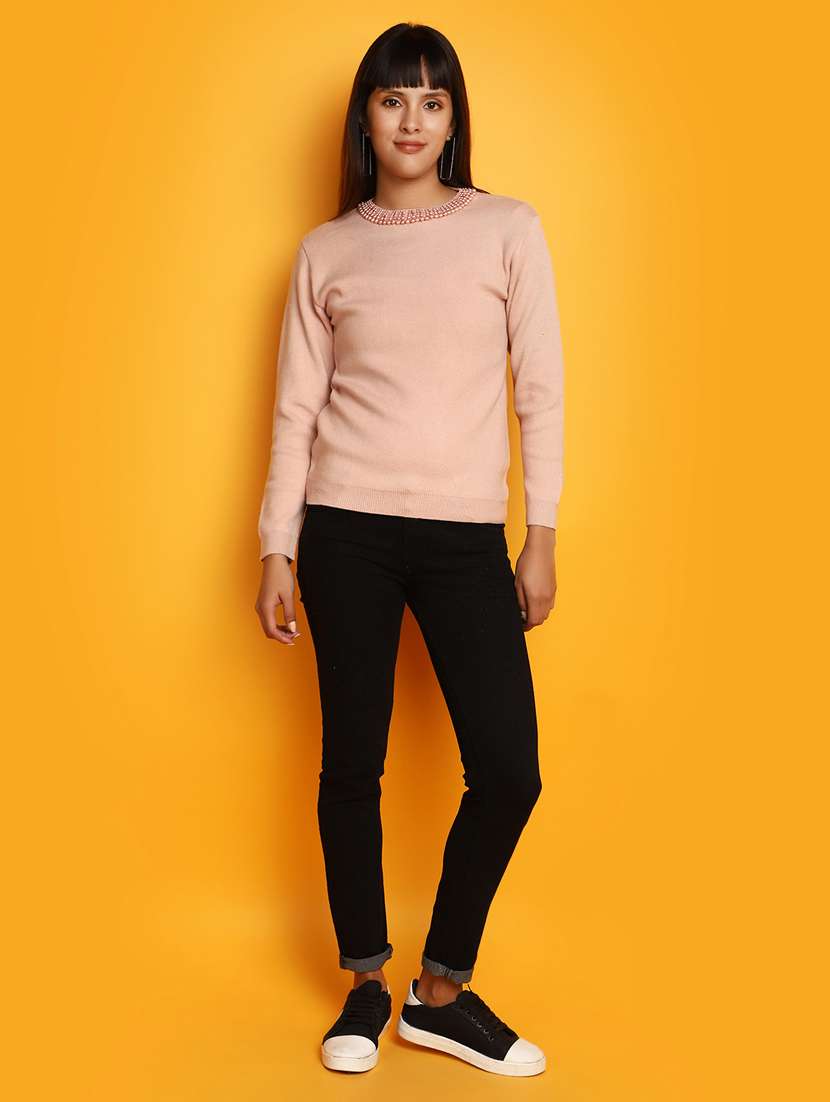 women embellished neck pullover - 20686169 -  Standard Image - 4