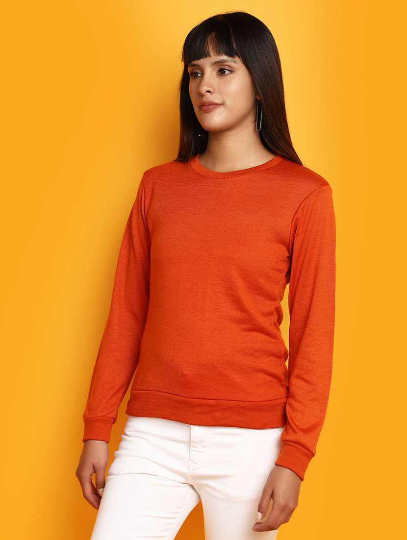women solid long sleeves pullover   - 20686172 -  Standard Image - 1