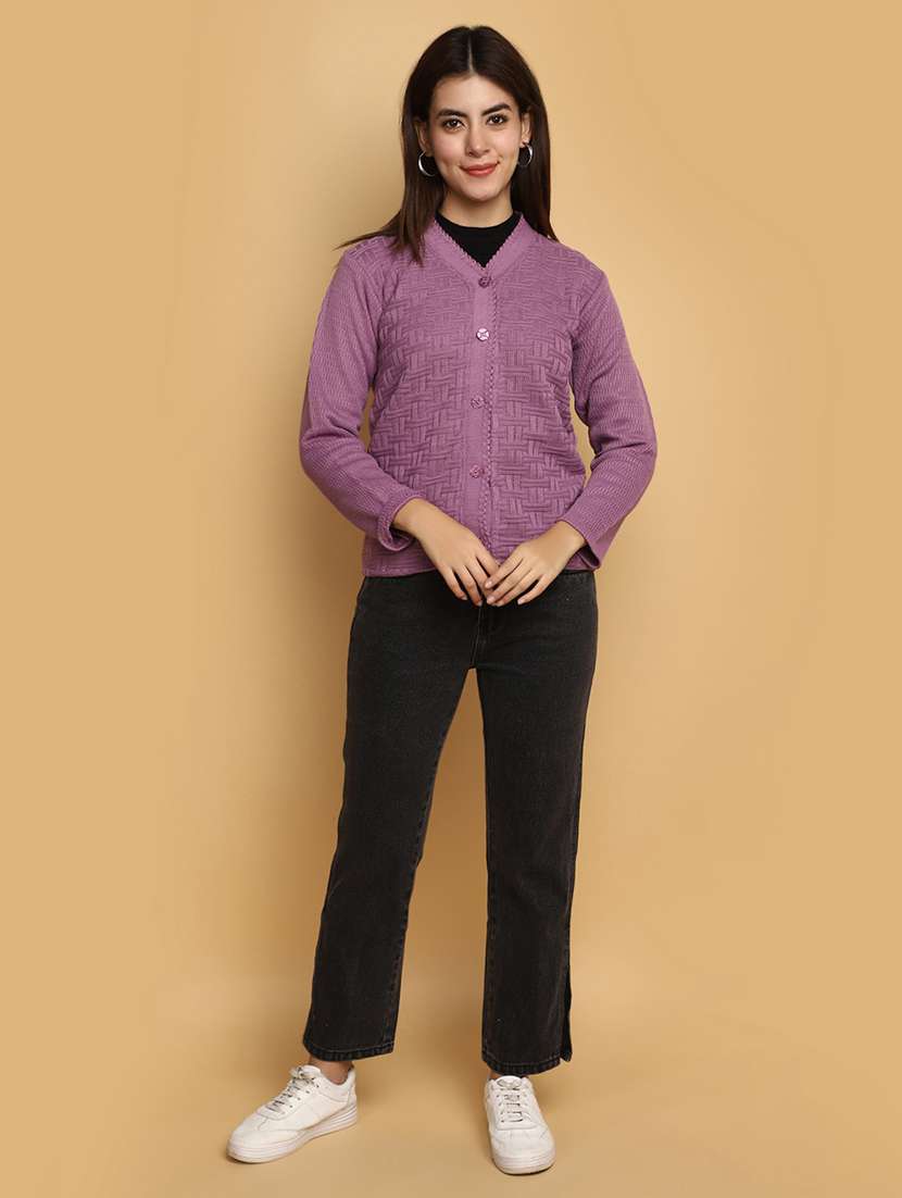 women self designed long sleeves cardigan - 20686182 -  Standard Image - 4