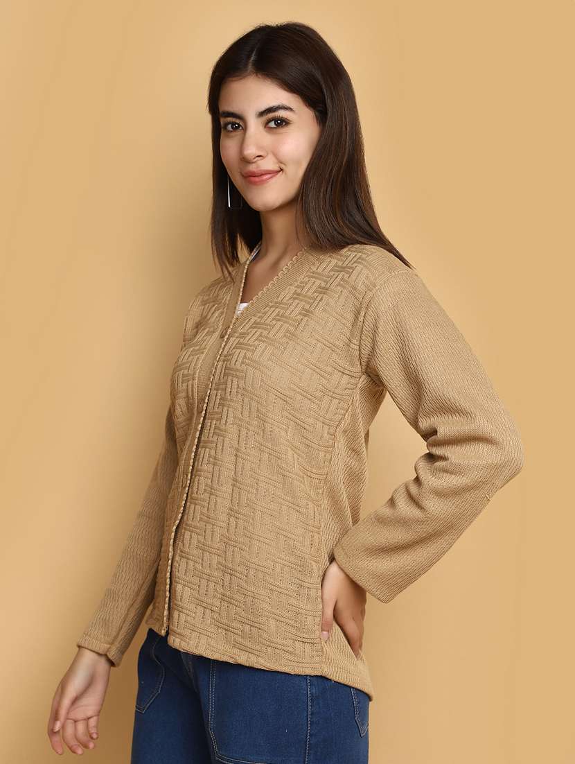 women self designed long sleeves cardigan - 20686183 -  Standard Image - 1