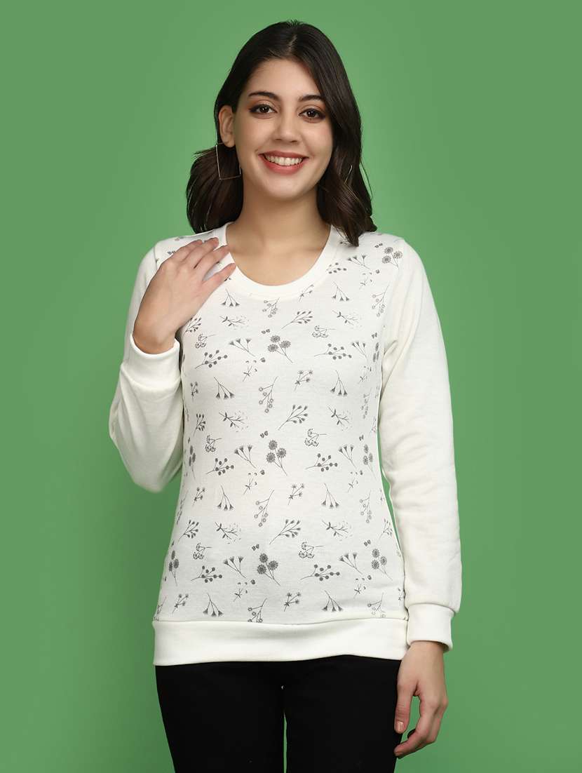 women floral print long sleeves pullover