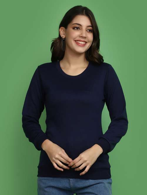 women solid long sleeves pullover - 20686195 -  Standard Image - 0