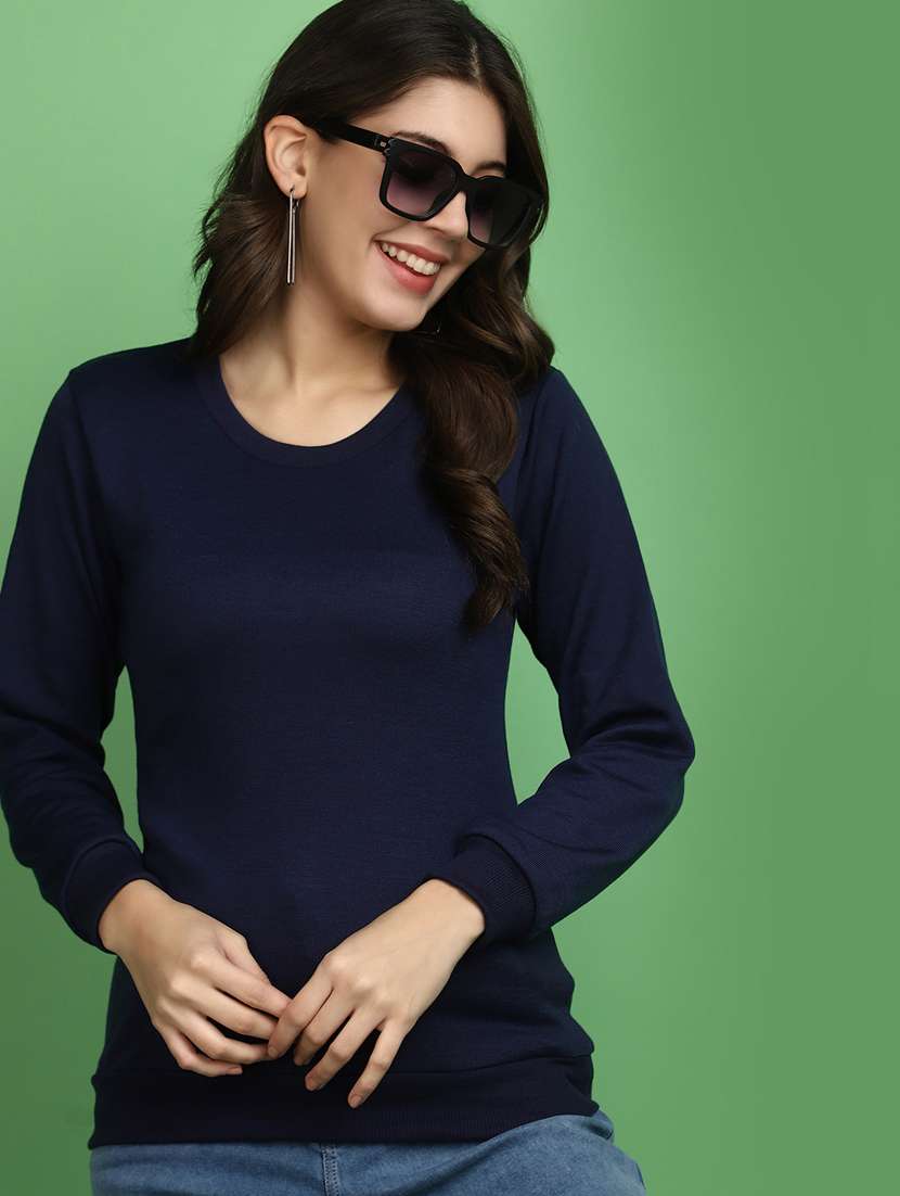 women solid long sleeves pullover - 20686195 - Standard Image - 4