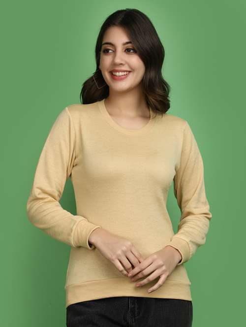 women solid long sleeves pullover - 20686196 - Standard Image - 0