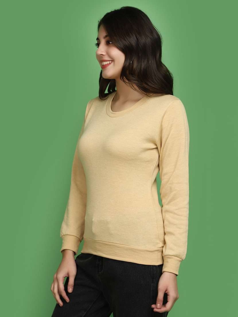 women solid long sleeves pullover - 20686196 -  Standard Image - 1