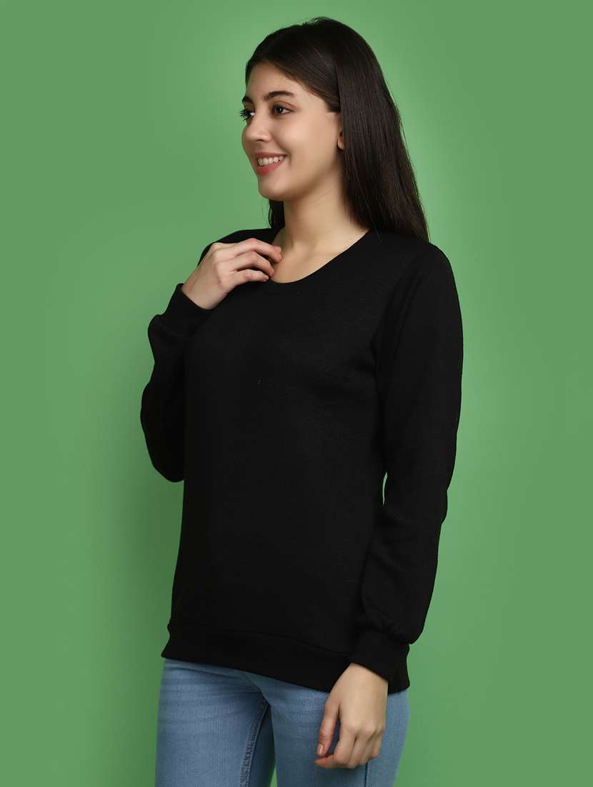 women solid long sleeves pullover - 20686197 - Standard Image - 1
