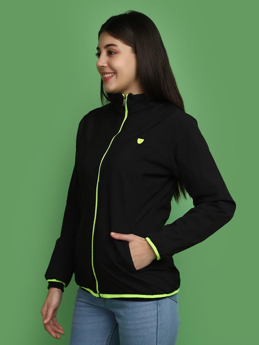 women solid stand collar windcheater - 20686229 - Standard Image - 1