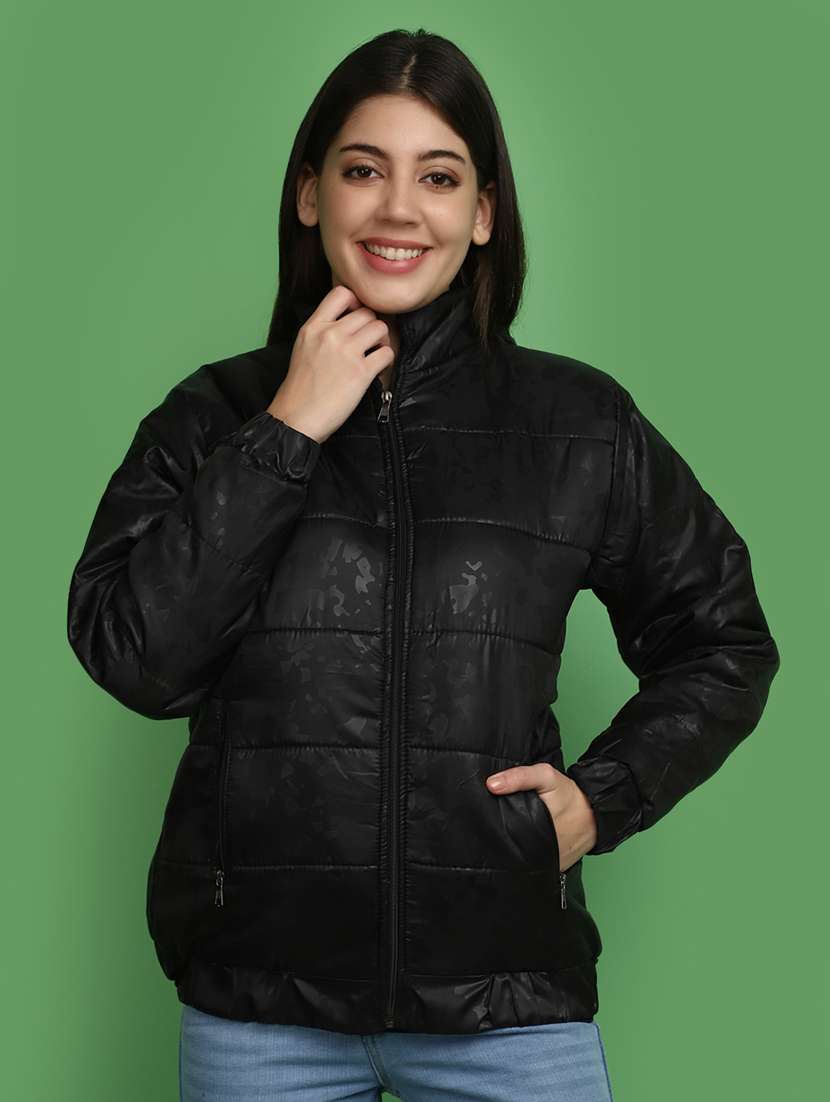 women solid hooded bomber jacket
