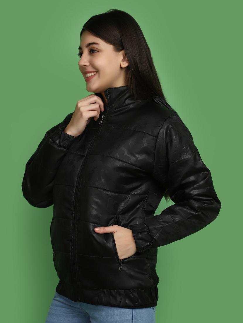women solid hooded bomber jacket - 20686230 - Standard Image - 1