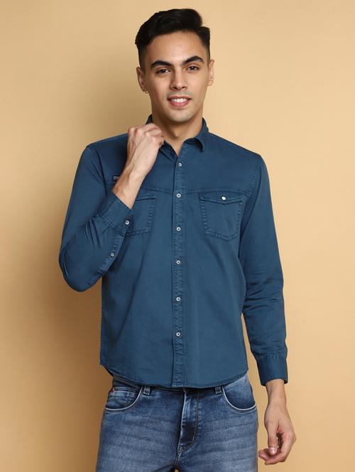 blue cotton casual shirt - 20686235 -  Standard Image - 0