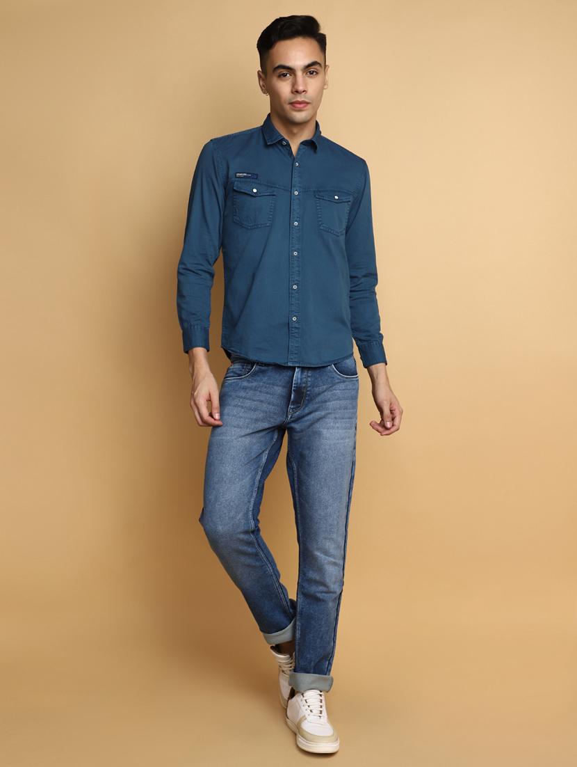 blue cotton casual shirt - 20686235 - Standard Image - 4