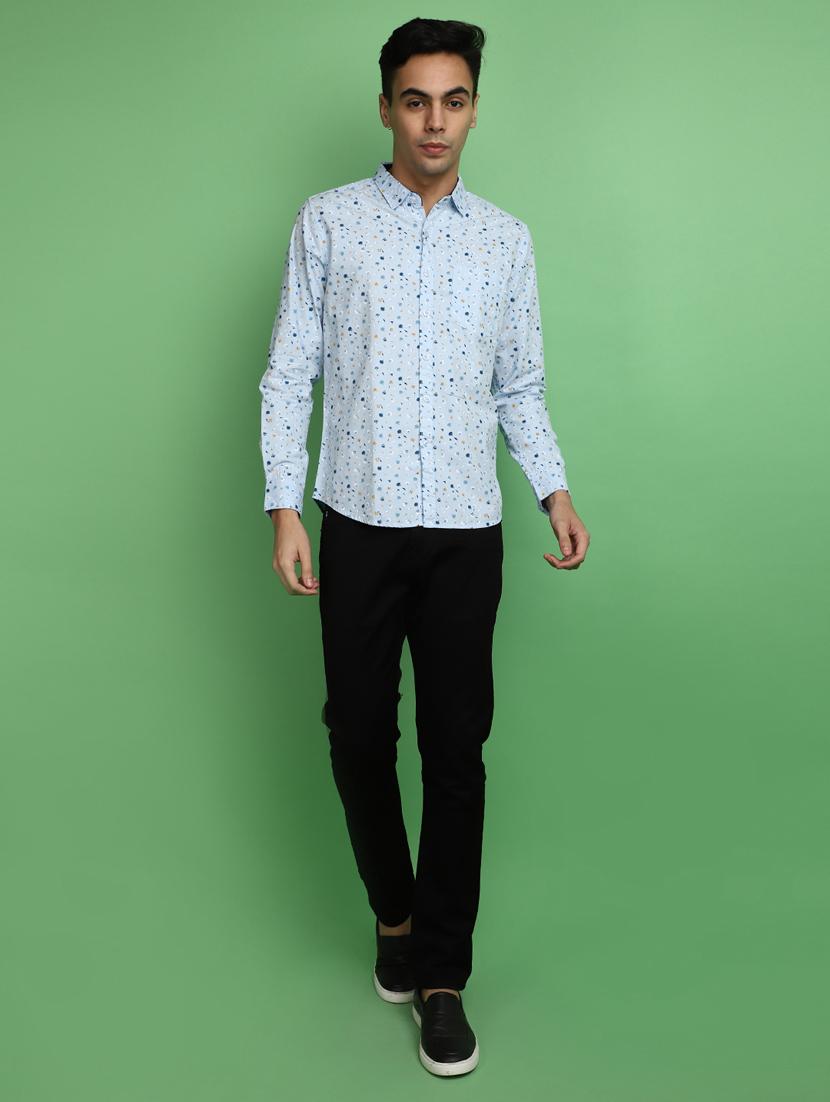 blue floral printed casual shirt - 20686243 - Standard Image - 4