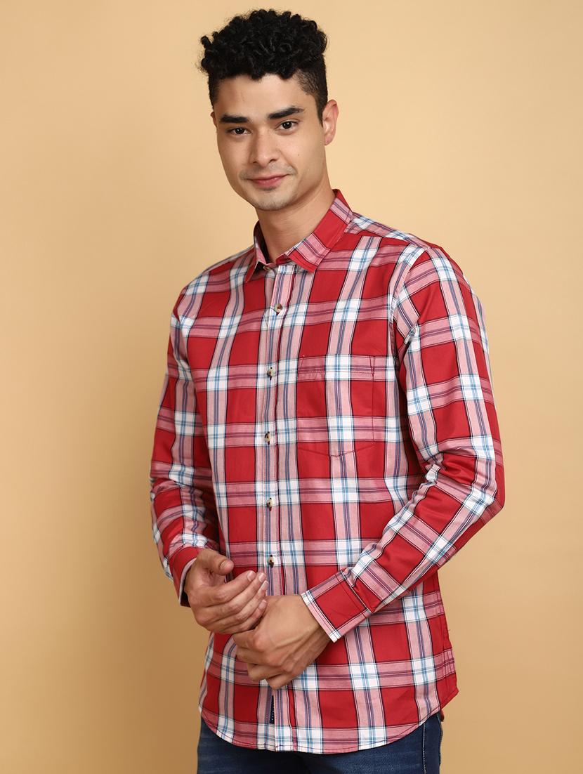 red cotton casual shirt - 20686244 -  Standard Image - 1