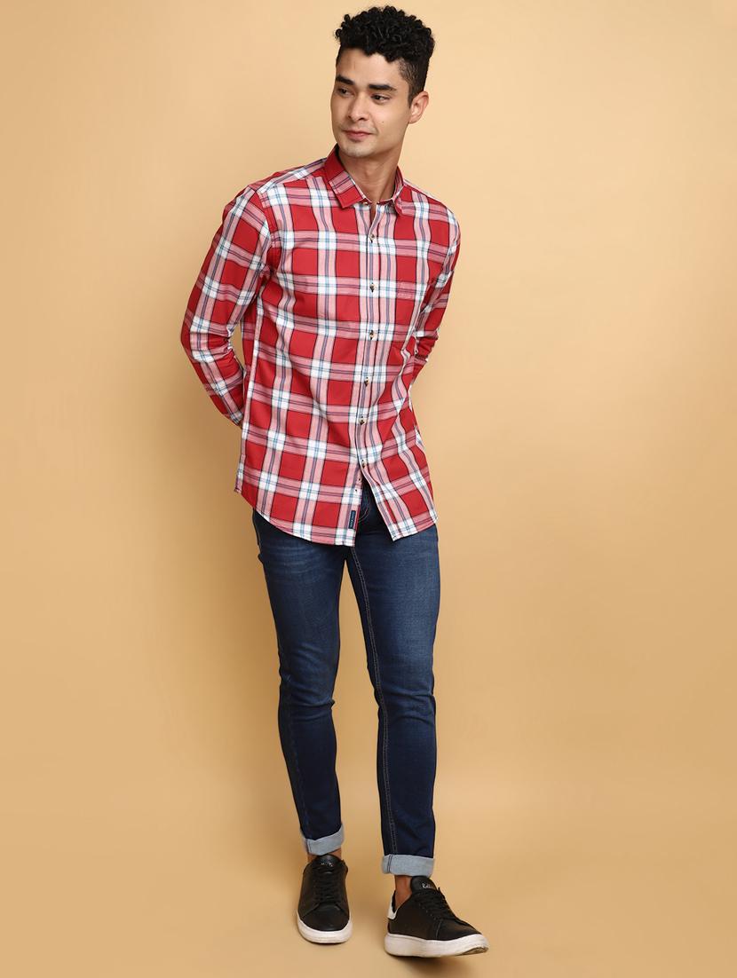 red cotton casual shirt - 20686244 - Standard Image - 4