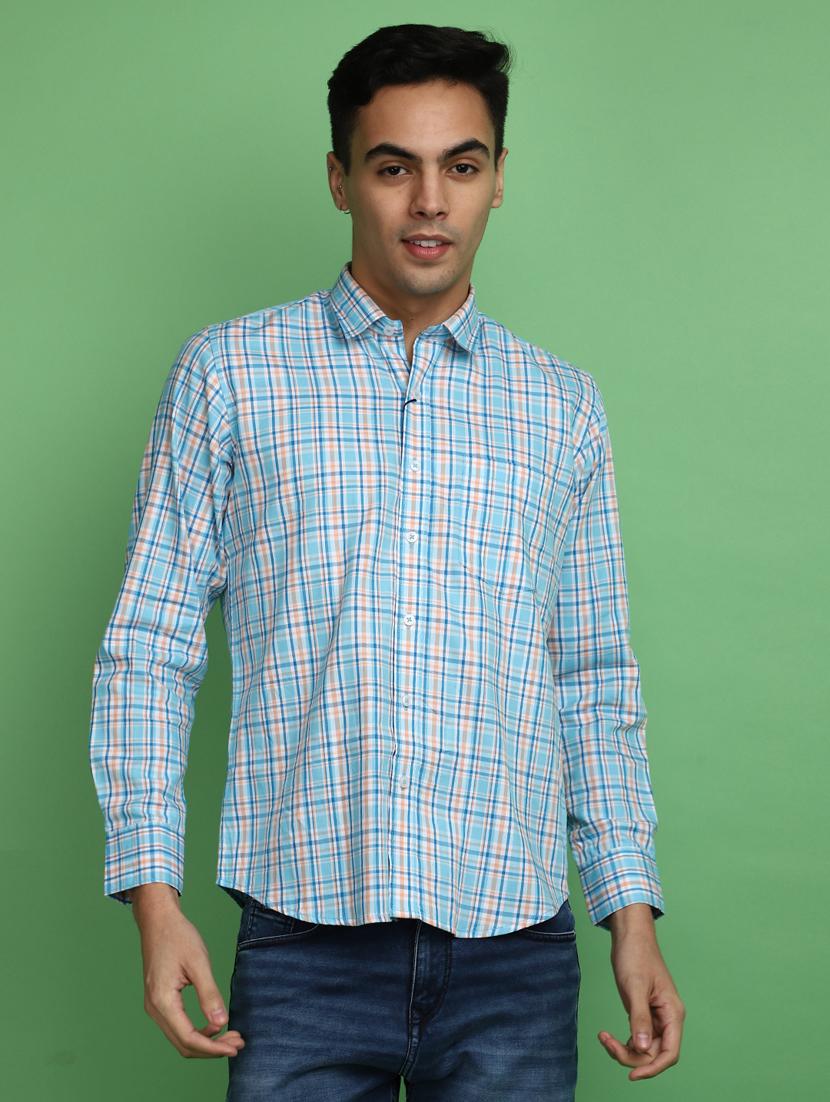 blue cotton casual shirt - 20686247 -  Zoom Image - 0