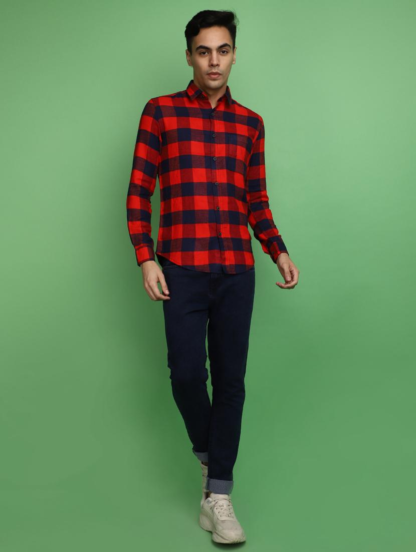 red cotton casual shirt - 20686249 - Standard Image - 4