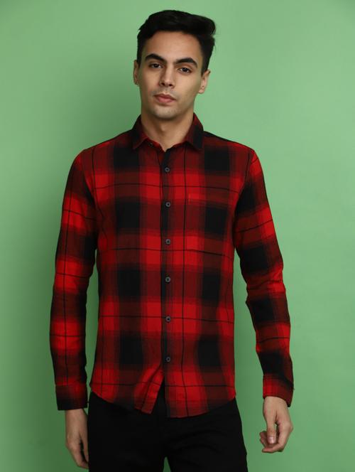 red cotton casual shirt - 20686250 - Standard Image - 0