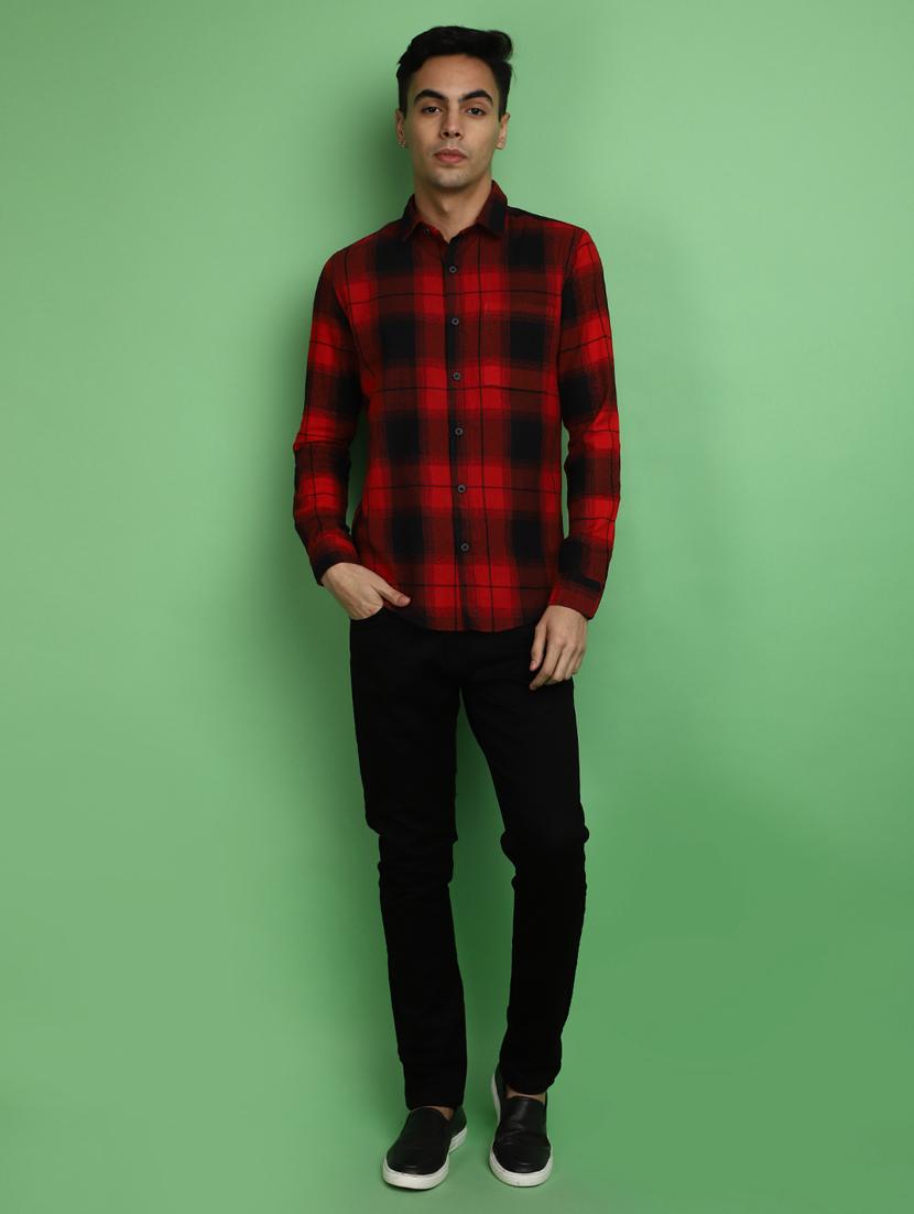 red cotton casual shirt - 20686250 - Standard Image - 4