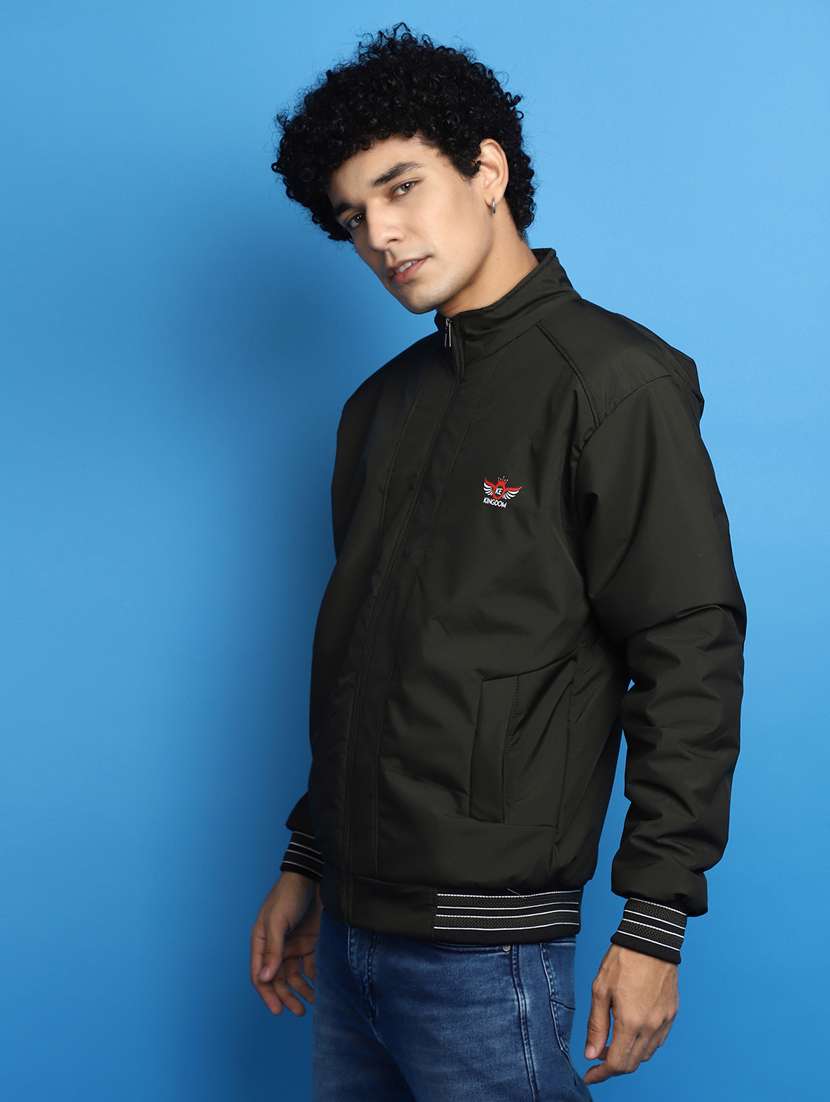 solid green detailed casual jacket - 20686270 -  Standard Image - 1