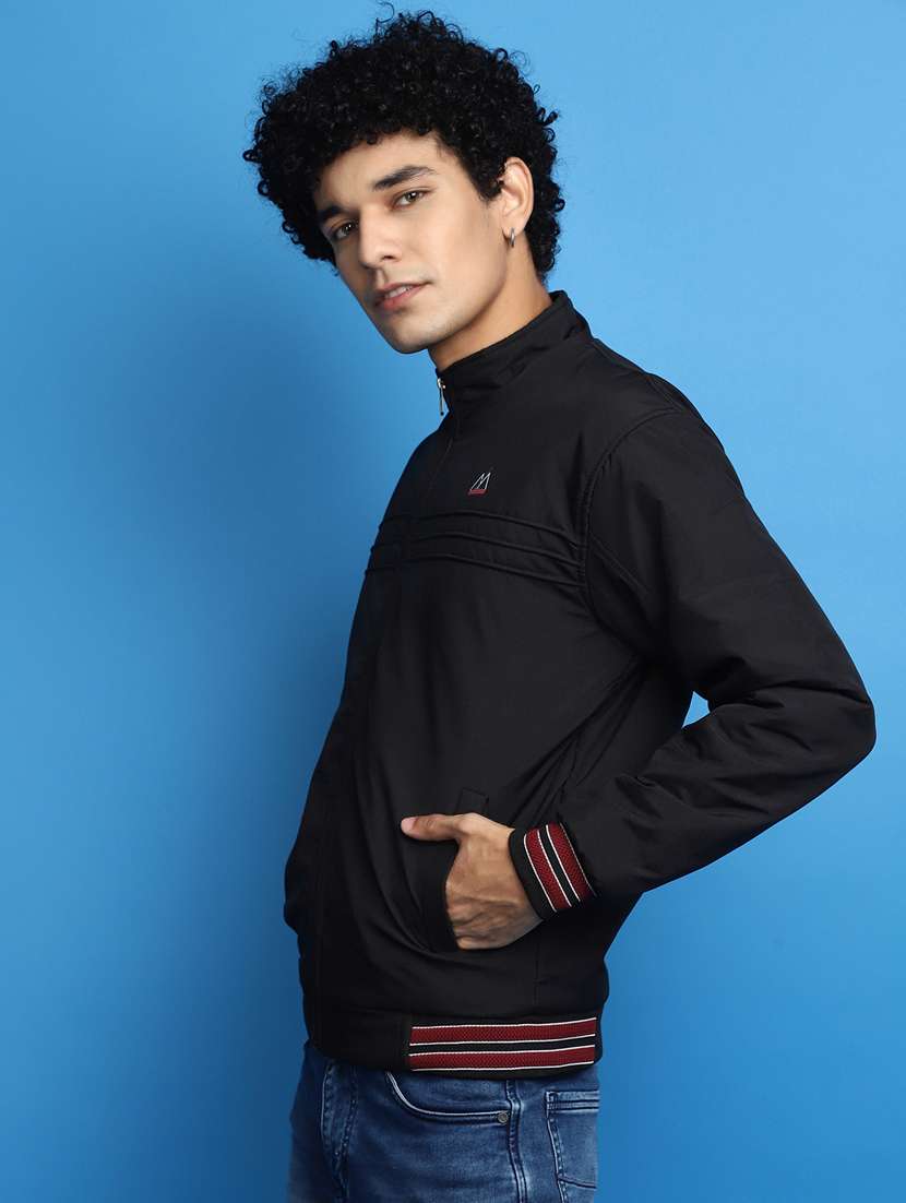 solid black detailed casual jacket - 20686272 -  Standard Image - 1