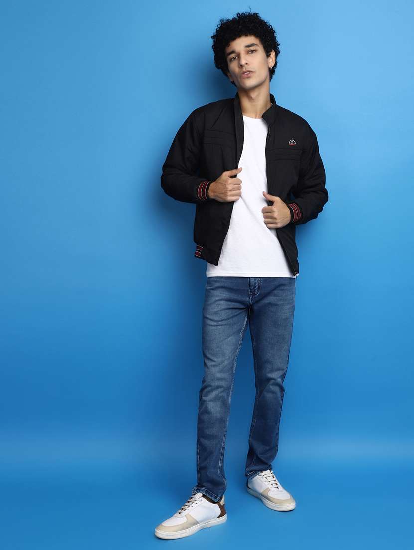 solid black detailed casual jacket - 20686272 - Standard Image - 4