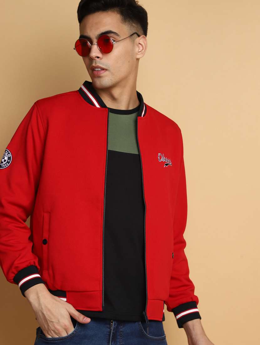 red cotton casual jacket