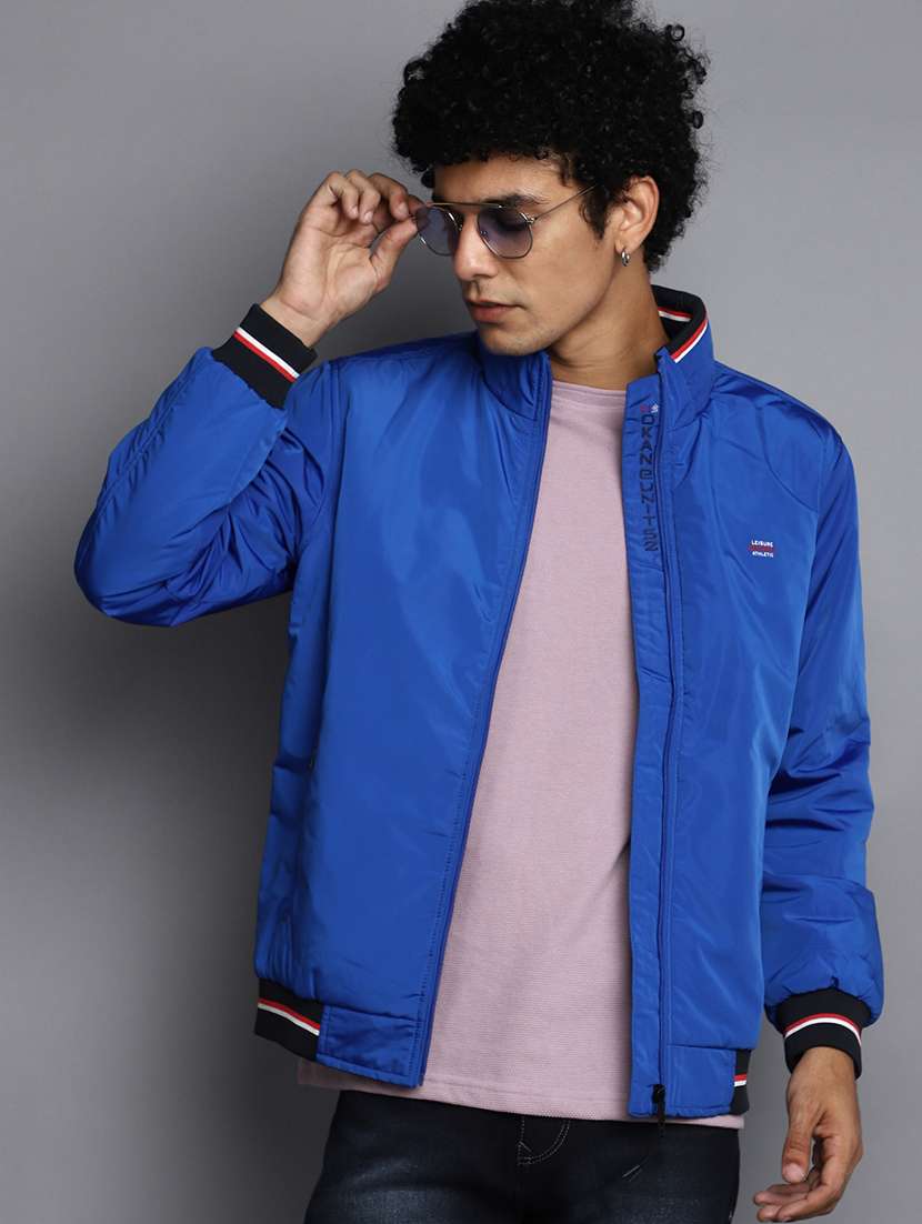 solid blue casual reversible jacket - 20686358 -  Standard Image - 1