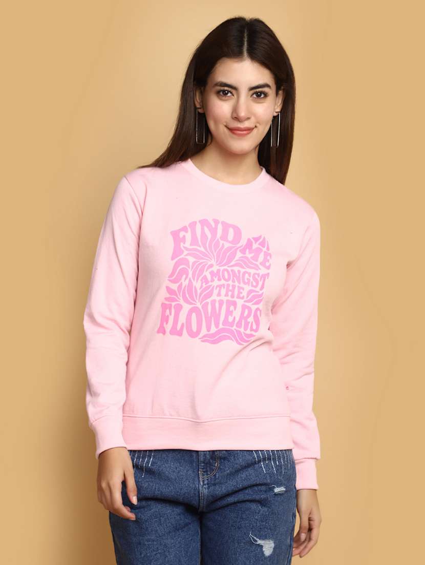 women front print  long sleeve sweatshirt